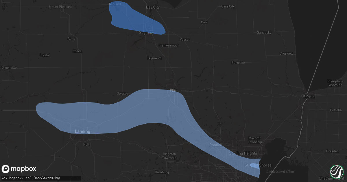 Hail map in Flint, MI on August 27, 2024