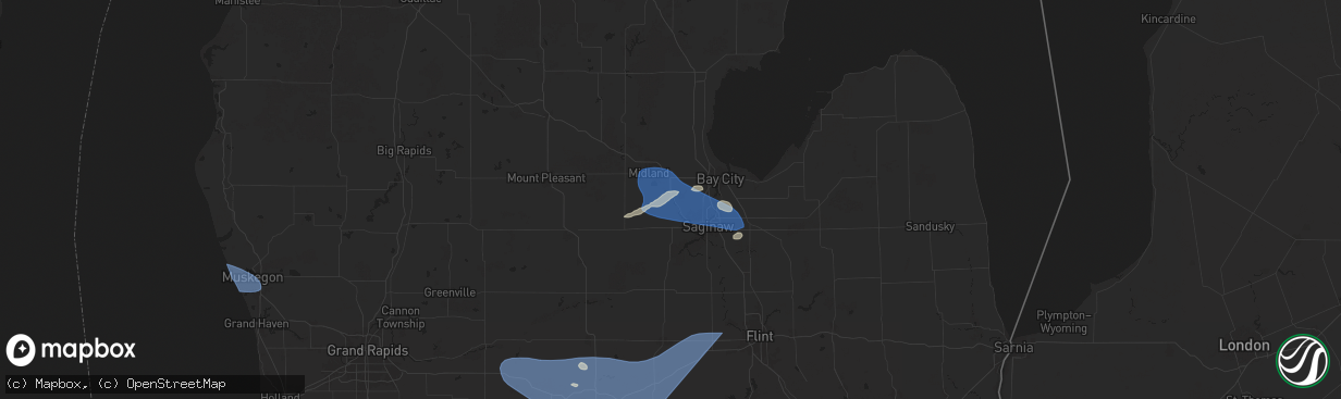 Hail map in Freeland, MI on August 27, 2024