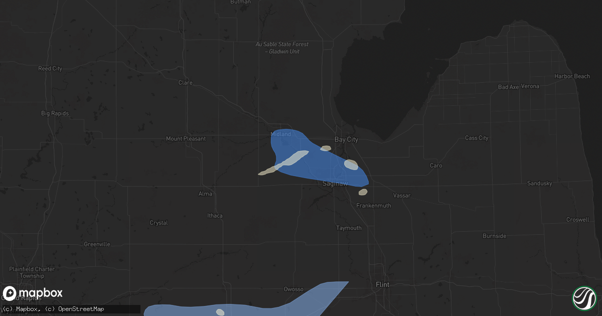 Hail map in Freeland, MI on August 27, 2024