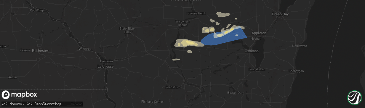 Hail map in Friendship, WI on August 27, 2024