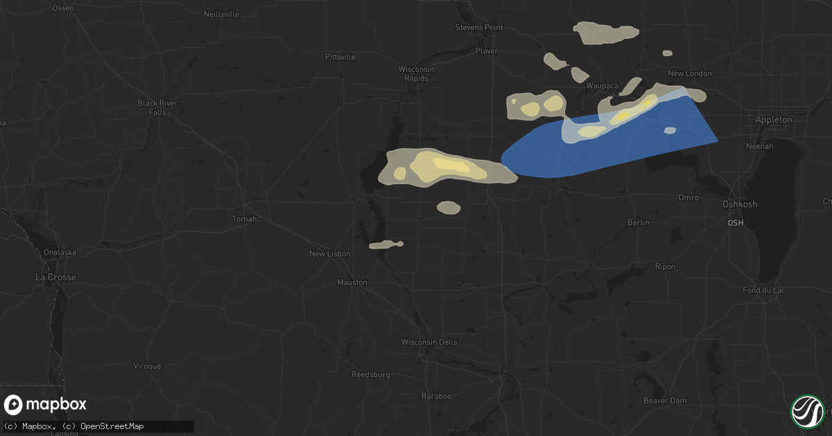 Hail map in Friendship, WI on August 27, 2024