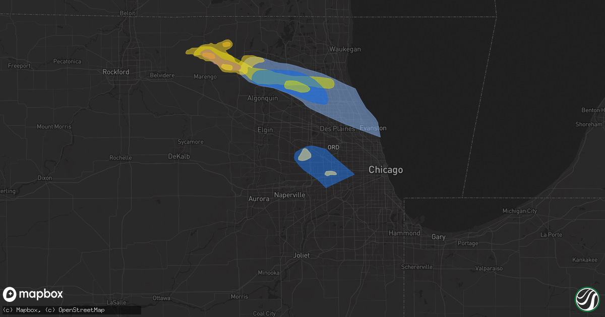 Hail map in Glendale Heights, IL on August 27, 2024