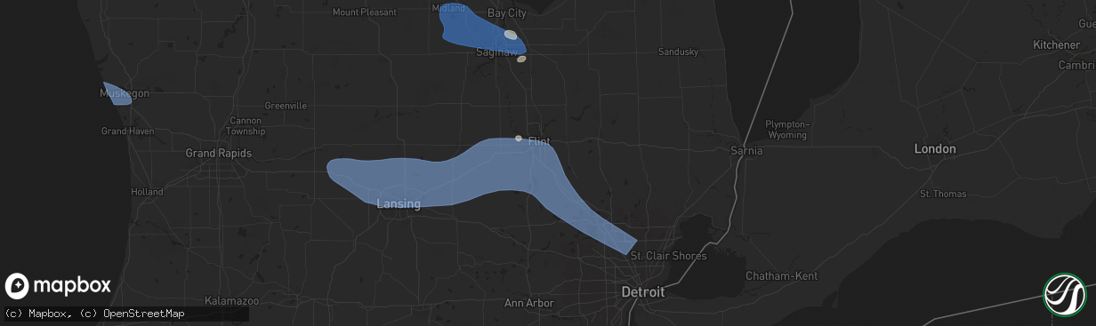 Hail map in Grand Blanc, MI on August 27, 2024