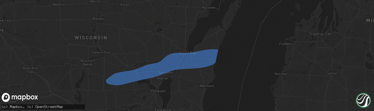 Hail map in Green Bay, WI on August 27, 2024