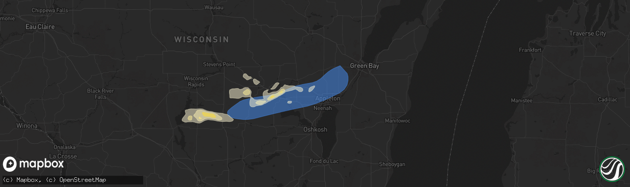 Hail map in Greenville, WI on August 27, 2024