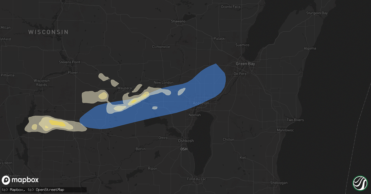 Hail map in Greenville, WI on August 27, 2024