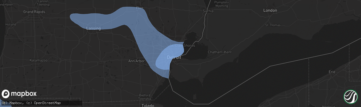 Hail map in Grosse Pointe, MI on August 27, 2024