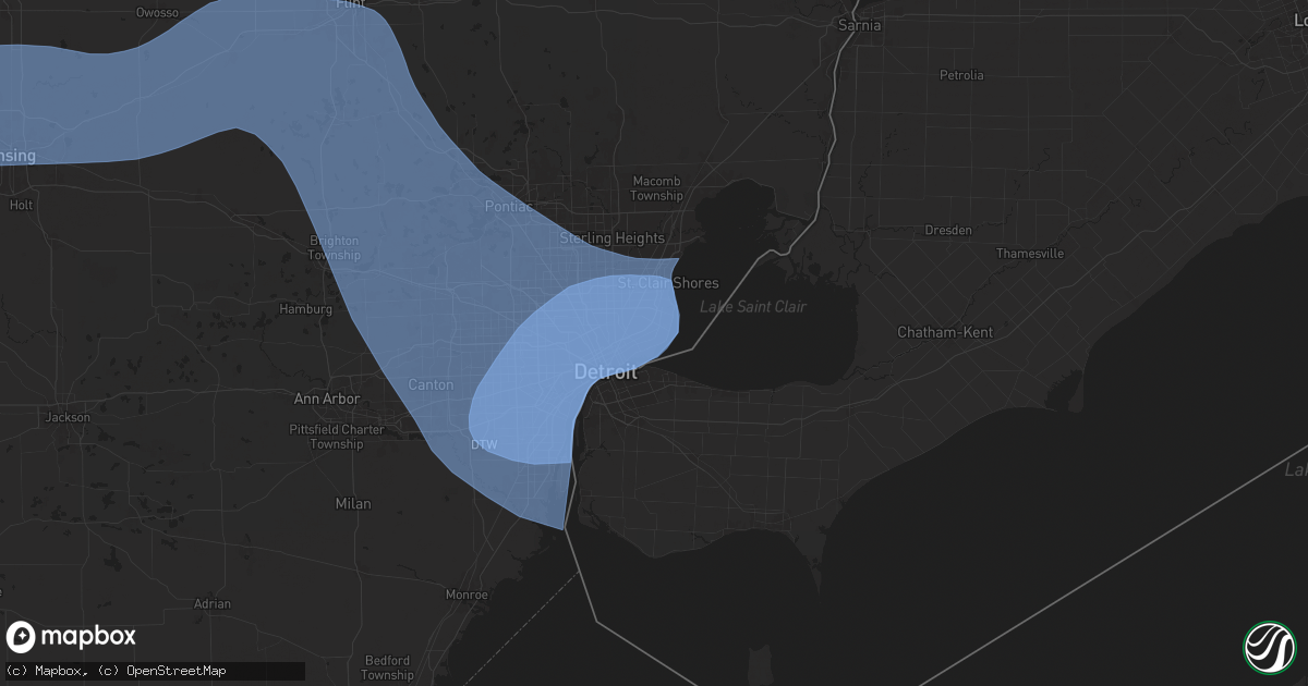 Hail map in Grosse Pointe, MI on August 27, 2024