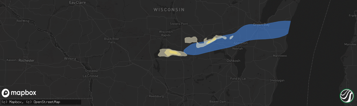 Hail map in Hancock, WI on August 27, 2024