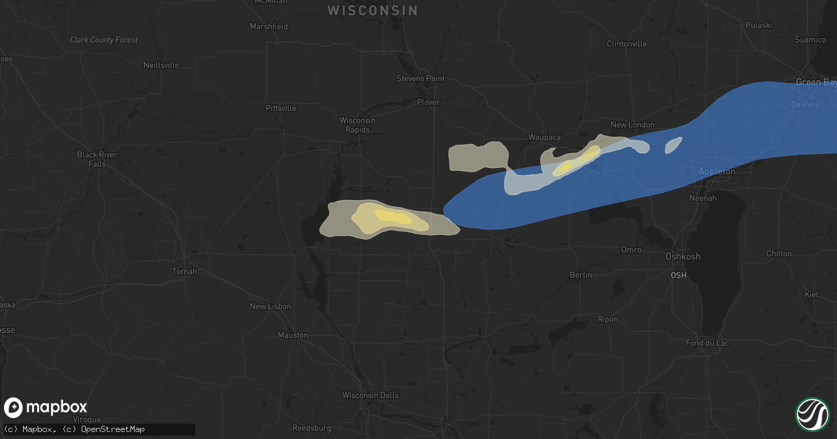 Hail map in Hancock, WI on August 27, 2024