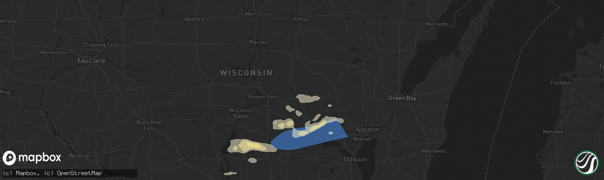 Hail map in Iola, WI on August 27, 2024