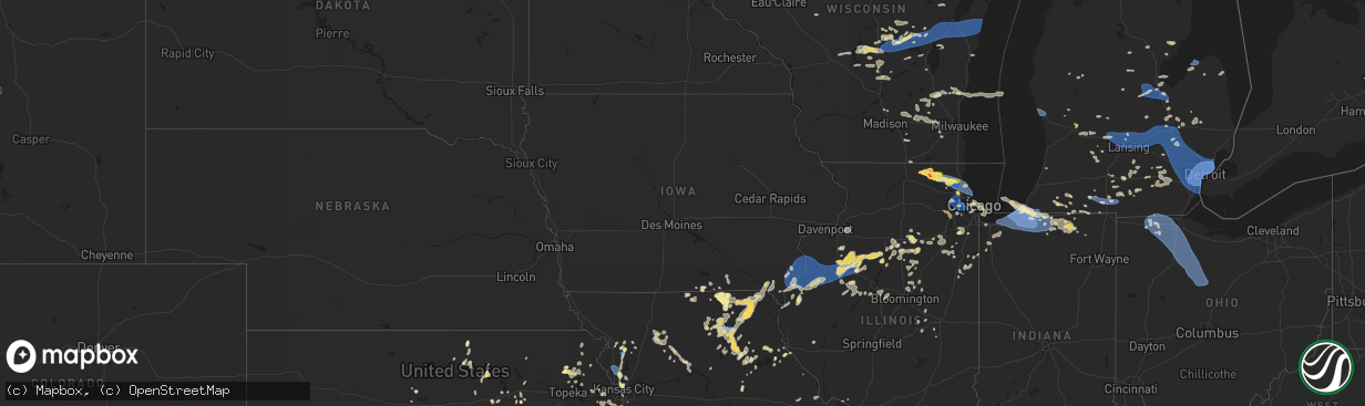 Hail map in Iowa on August 27, 2024