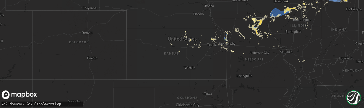 Hail map in Kansas on August 27, 2024