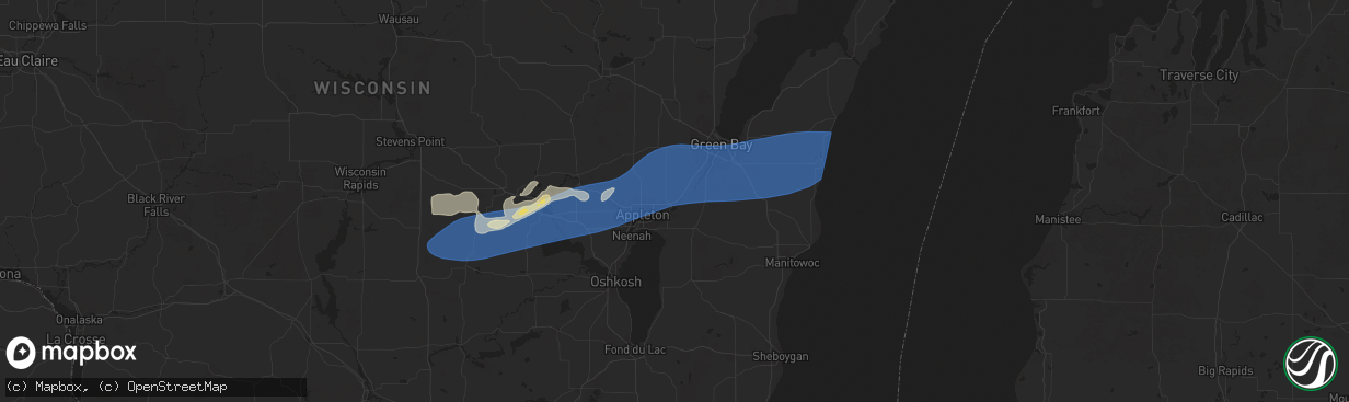 Hail map in Kaukauna, WI on August 27, 2024