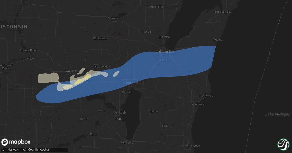 Hail map in Kaukauna, WI on August 27, 2024