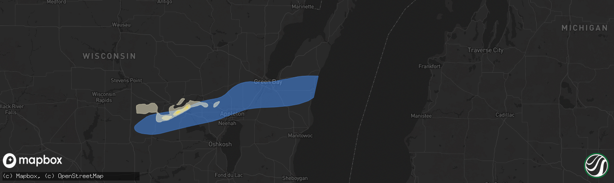 Hail map in Kewaunee, WI on August 27, 2024