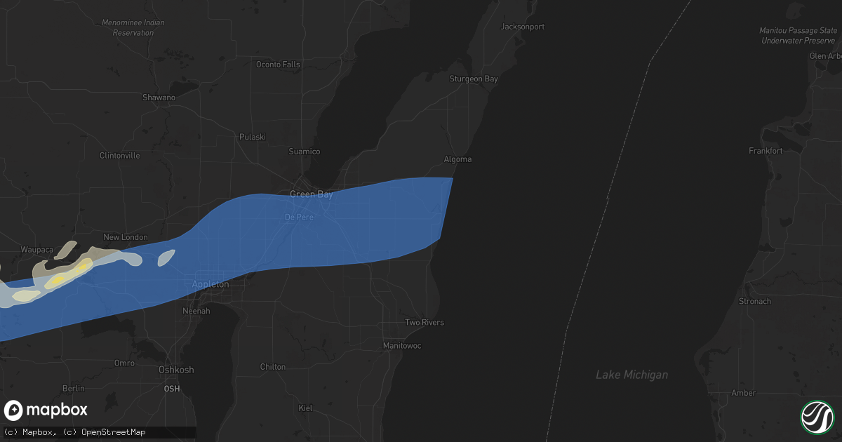 Hail map in Kewaunee, WI on August 27, 2024