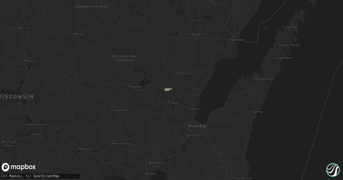 Hail map in Krakow, WI on August 27, 2024