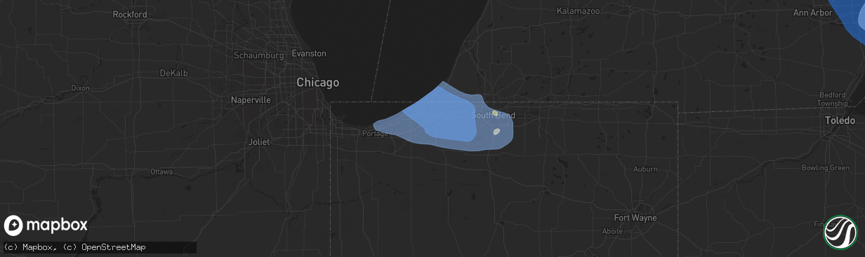 Hail map in La Porte, IN on August 27, 2024