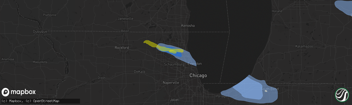 Hail map in Lake Zurich, IL on August 27, 2024