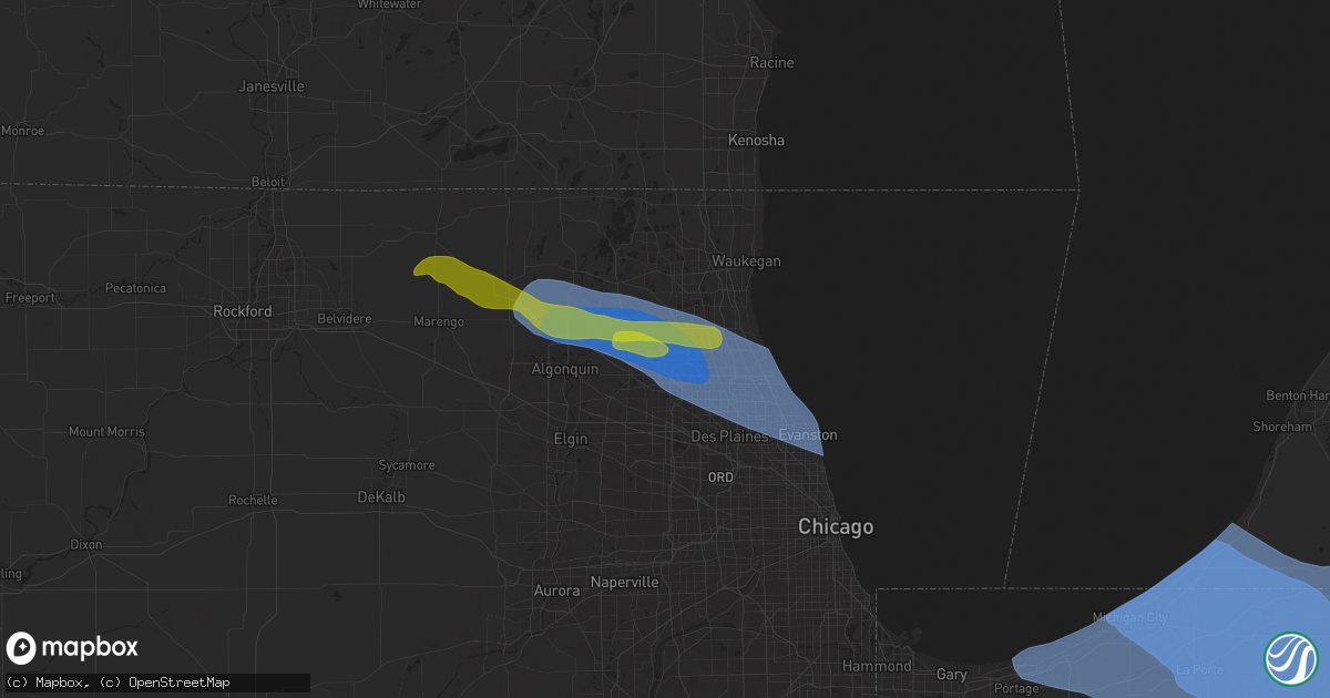 Hail map in Lake Zurich, IL on August 27, 2024