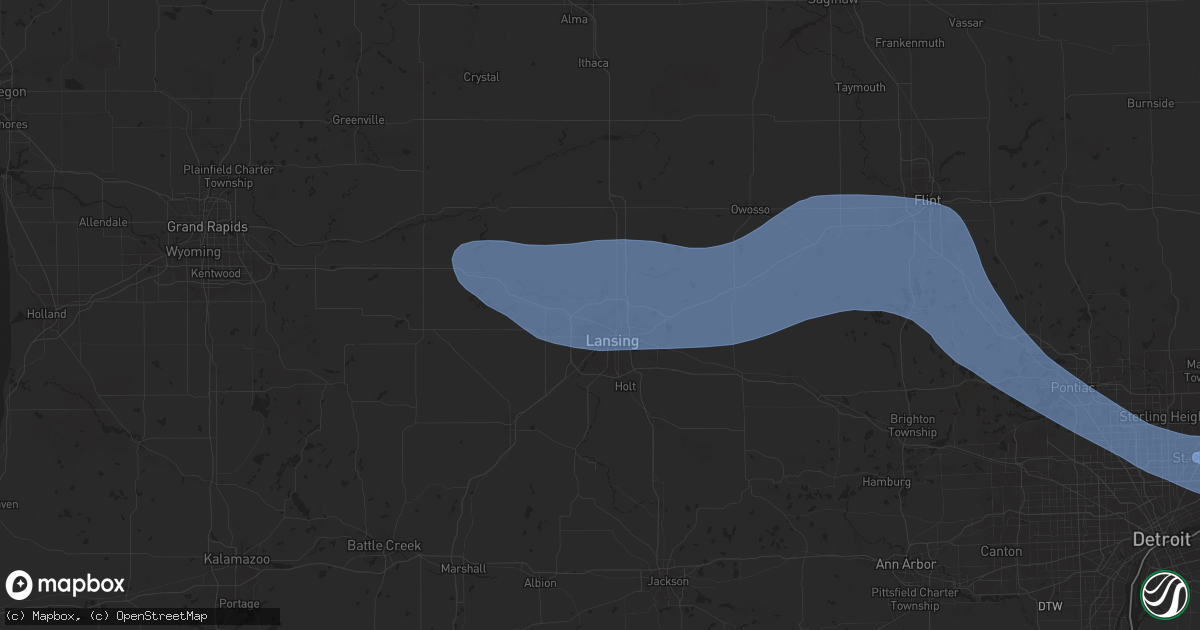 Hail map in Lansing, MI on August 27, 2024