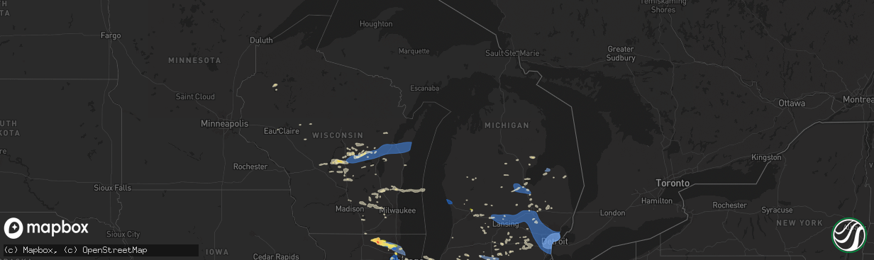 Hail map in Michigan on August 27, 2024