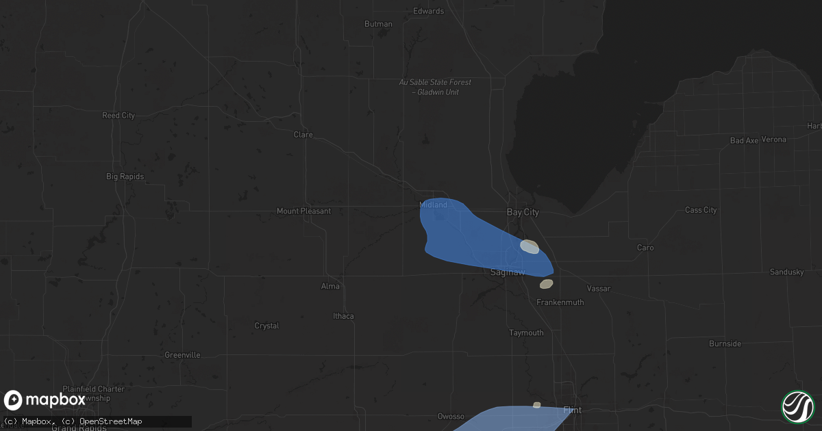 Hail map in Midland, MI on August 27, 2024