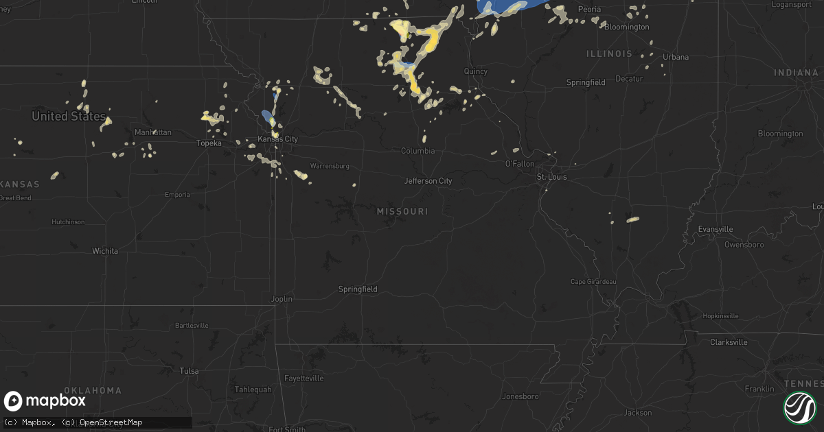 Hail map in Missouri on August 27, 2024