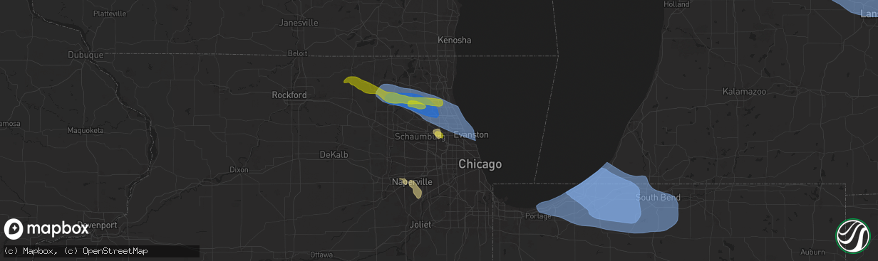 Hail map in Mount Prospect, IL on August 27, 2024