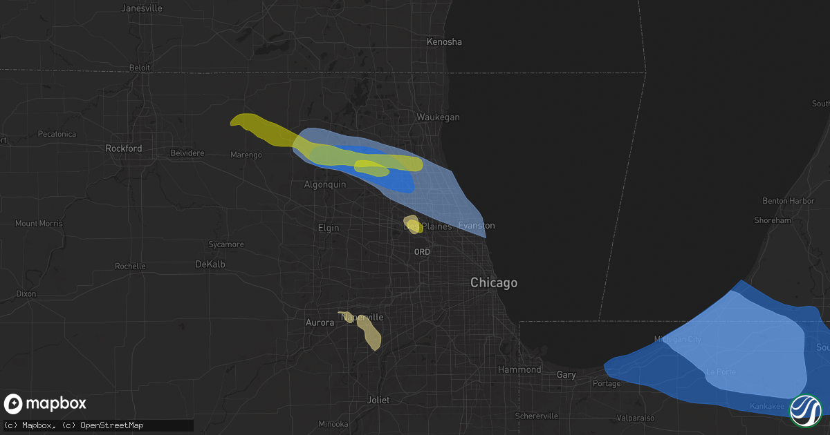 Hail map in Mount Prospect, IL on August 27, 2024
