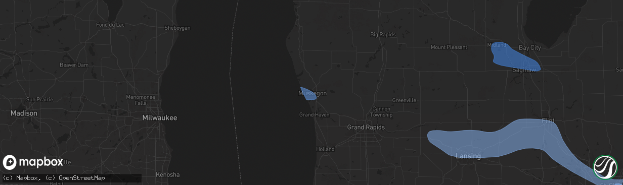 Hail map in Muskegon, MI on August 27, 2024