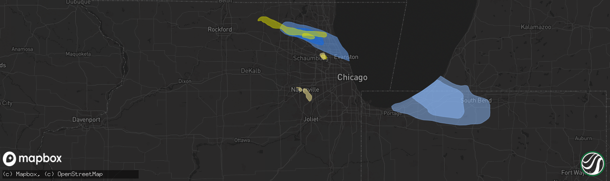 Hail map in Naperville, IL on August 27, 2024