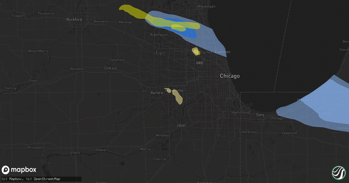 Hail map in Naperville, IL on August 27, 2024