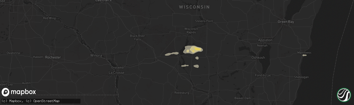 Hail map in Necedah, WI on August 27, 2024