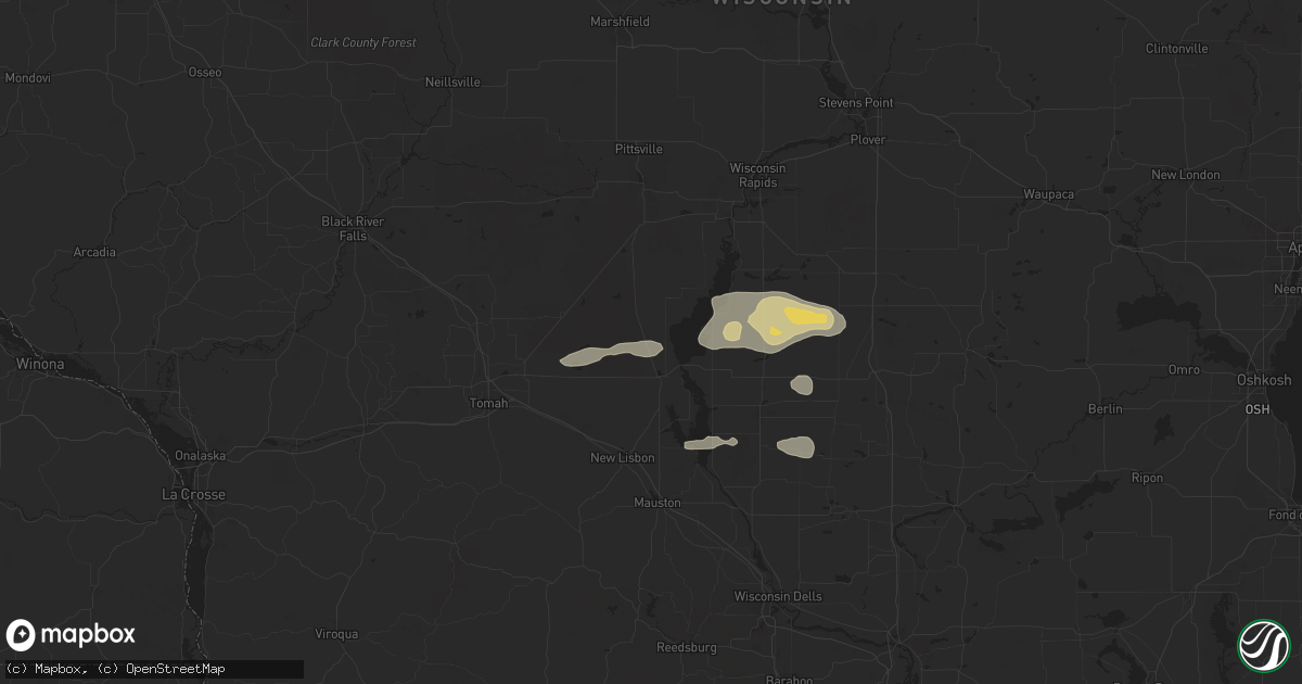 Hail map in Necedah, WI on August 27, 2024