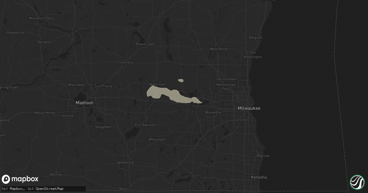Hail map in Oconomowoc, WI on August 27, 2024