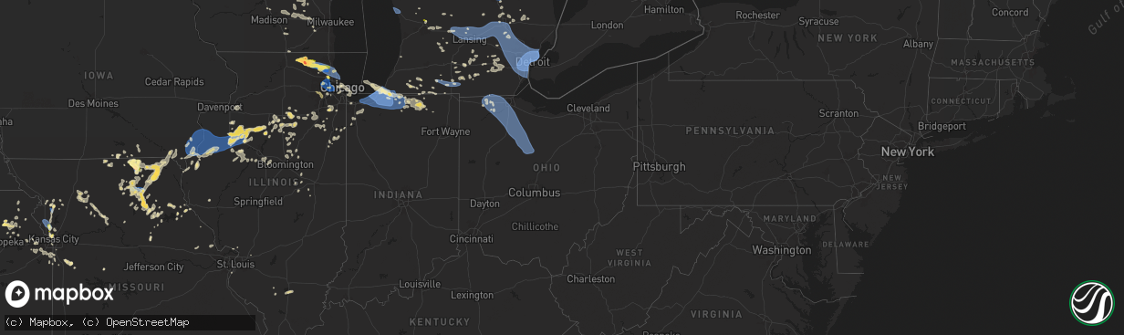 Hail map in Ohio on August 27, 2024