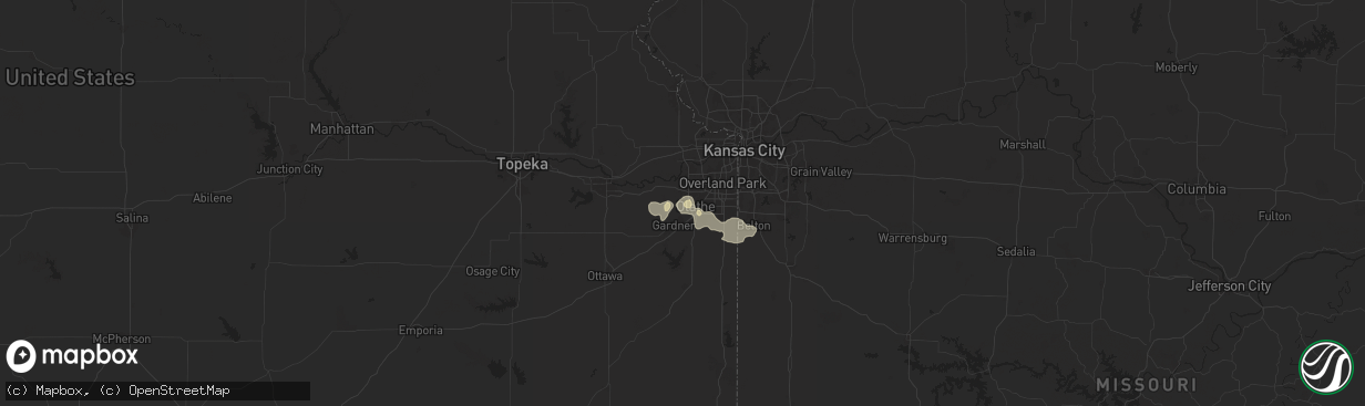 Hail map in Olathe, KS on August 27, 2024