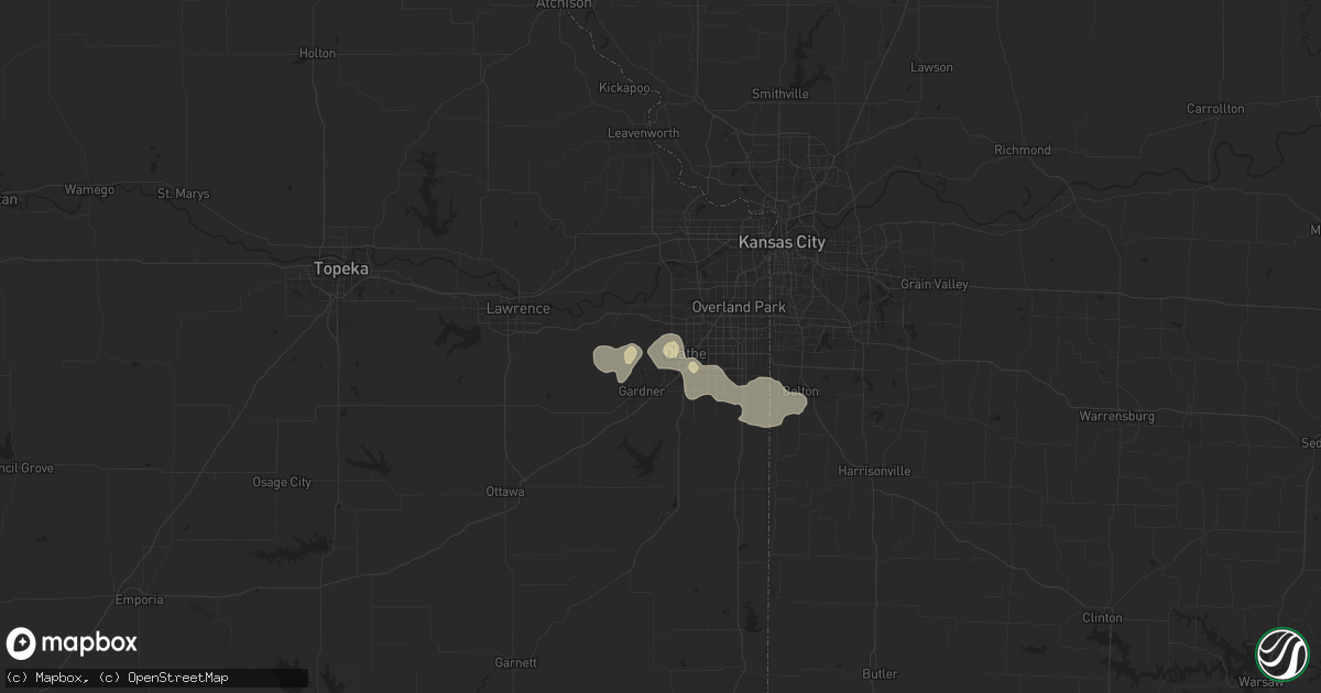 Hail map in Olathe, KS on August 27, 2024