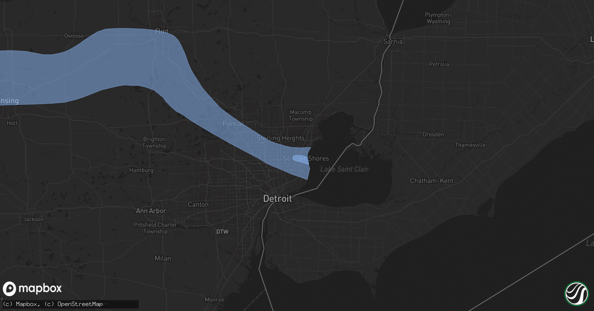 Hail map in Roseville, MI on August 27, 2024