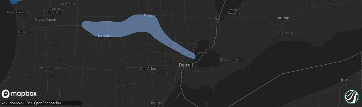 Hail map in Royal Oak, MI on August 27, 2024