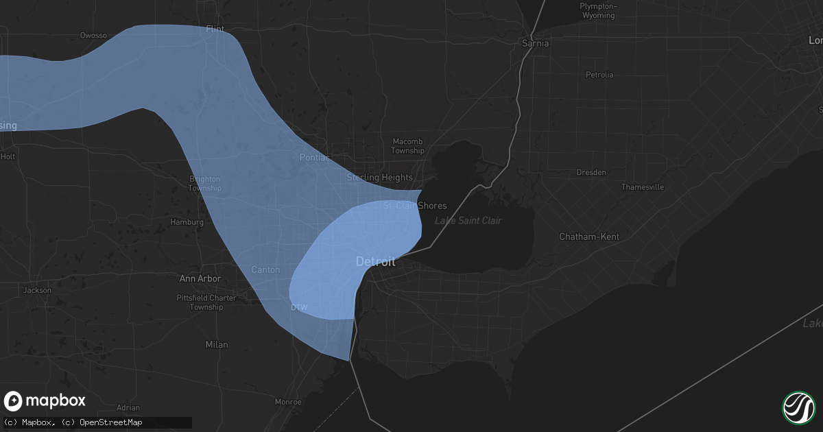 Hail map in Saint Clair Shores, MI on August 27, 2024