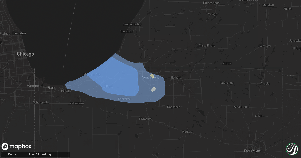 Hail map in South Bend, IN on August 27, 2024