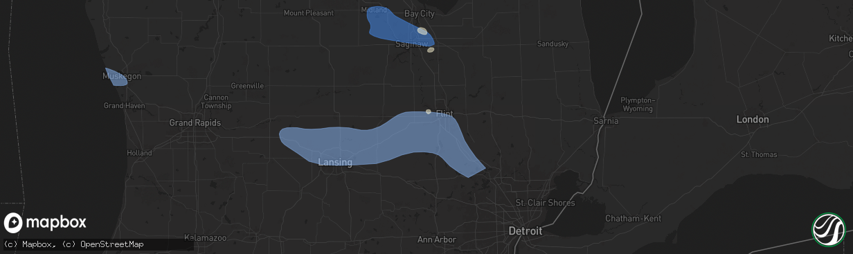 Hail map in Swartz Creek, MI on August 27, 2024