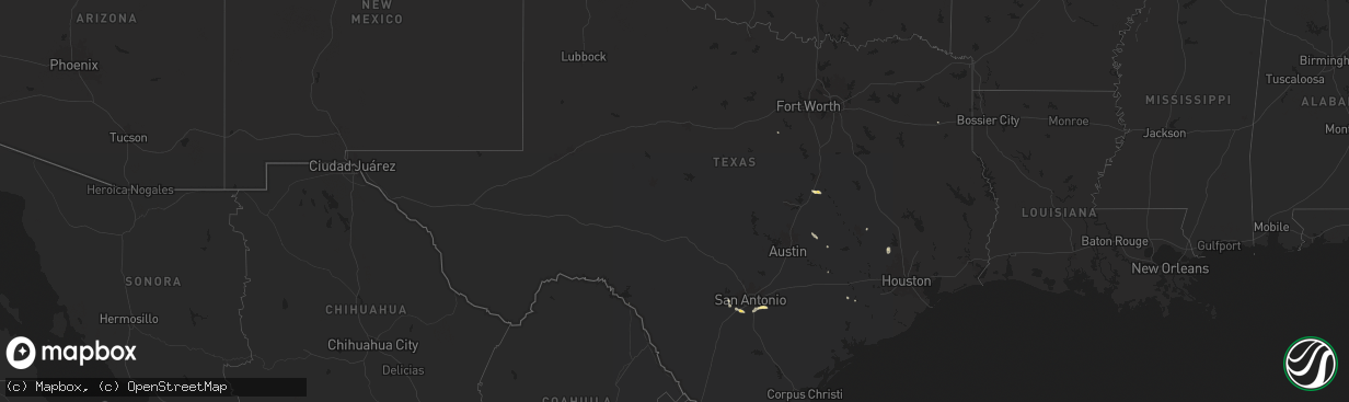 Hail map in Texas on August 27, 2024