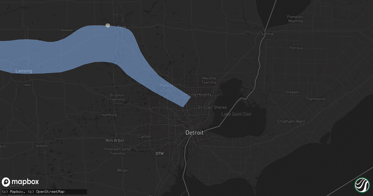 Hail map in Troy, MI on August 27, 2024
