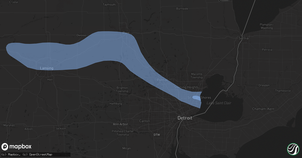 Hail map in Waterford, MI on August 27, 2024