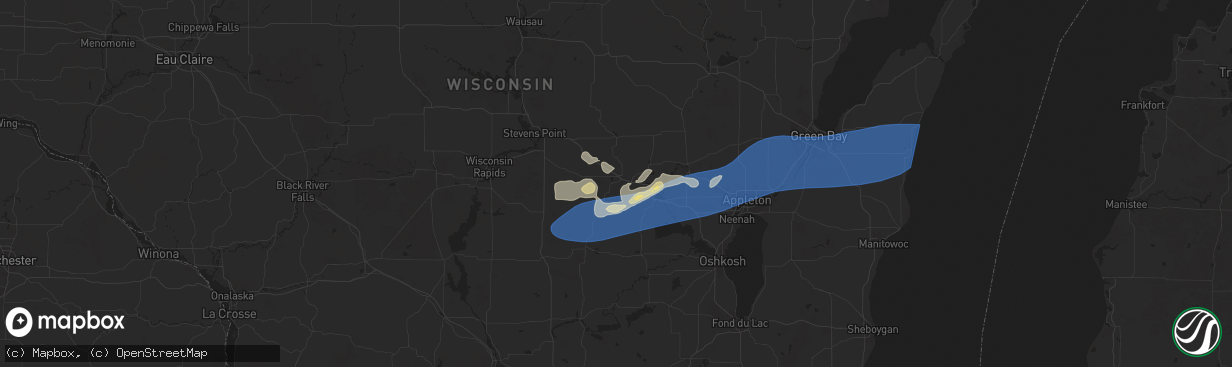 Hail map in Waupaca, WI on August 27, 2024