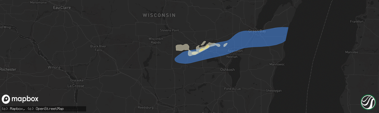 Hail map in Wild Rose, WI on August 27, 2024